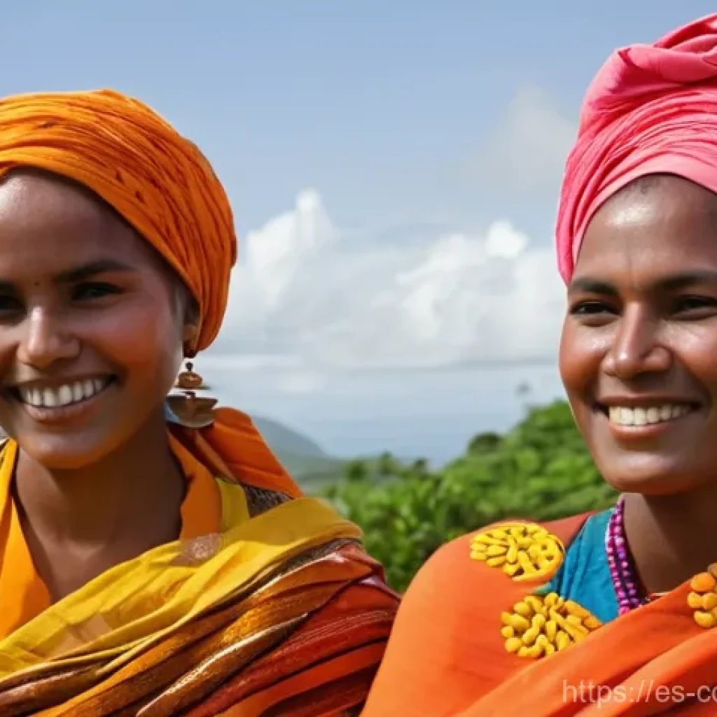코모로 전통과 현대의 조화 - **A Comoran Women's Gathering and Beauty Ritual**: A group of Comoran women of diverse ages are gath...