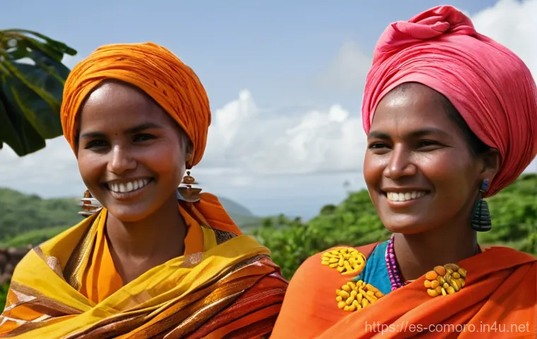 코모로 전통과 현대의 조화 - **A Comoran Women's Gathering and Beauty Ritual**: A group of Comoran women of diverse ages are gath...