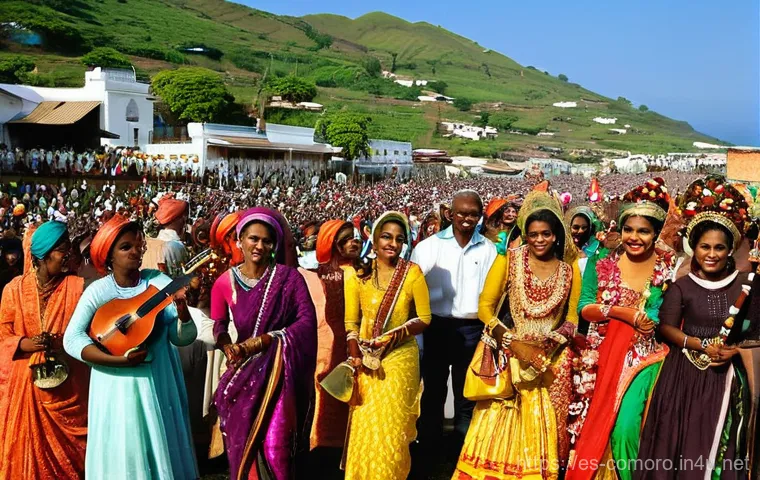 코모로 전통과 현대의 조화 - **A Comoran Women's Gathering and Beauty Ritual**: A group of Comoran women of diverse ages are gath...