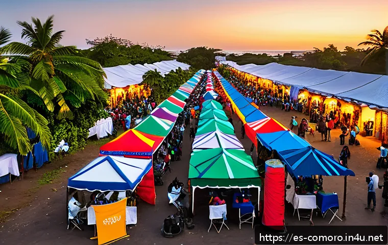 코모로 국제 영화제 개최 여부 - A vibrant international film festival scene in Comoros, showcasing a diverse crowd of local and inte...